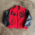 Amexnocap Leather-Trim Varsity Jacket