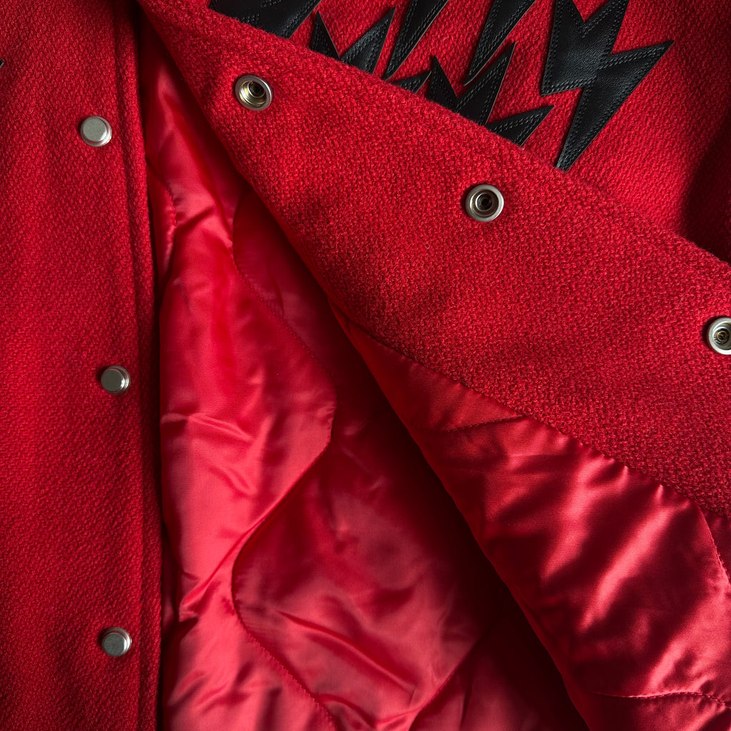 Amexnocap Leather-Trim Varsity Jacket