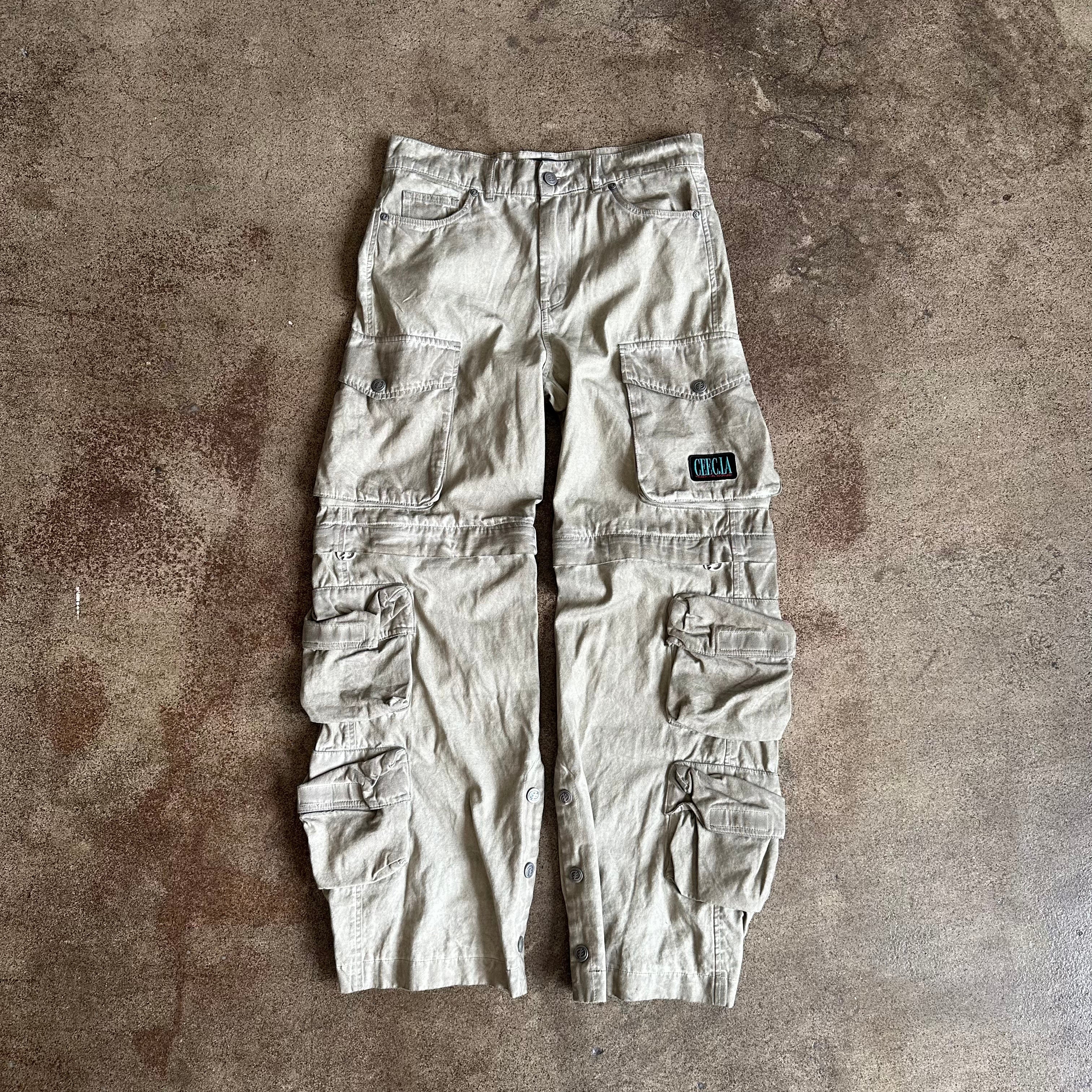 CEEC Detachable Washed Khaki Cargo Pants