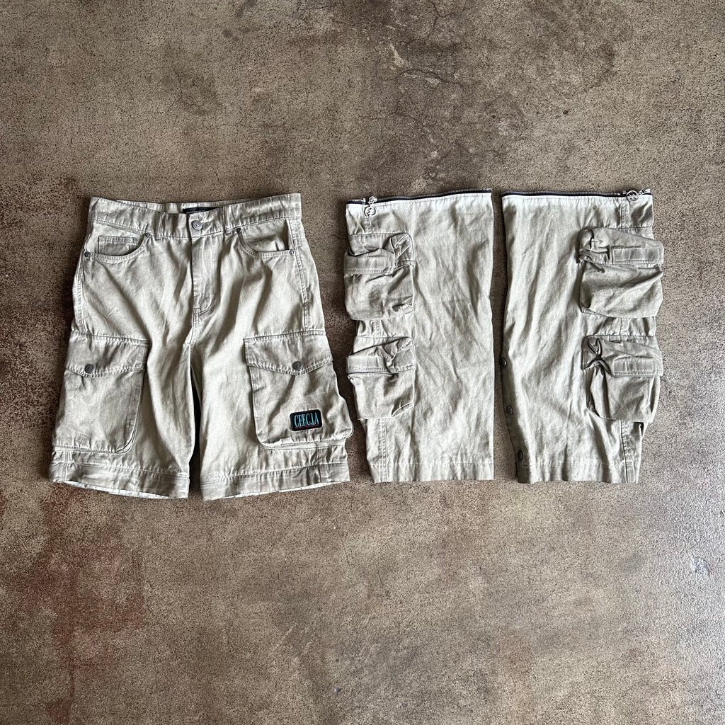 CEEC Detachable Washed Khaki Cargo Pants